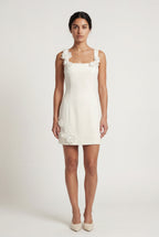 Elcevi | Floral Appliqué Square Neck Fitted Mini Dress For Women