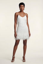 Alessia | Fringe Feather-trim Mini Cocktail Dress For Women