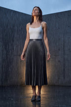 Alessia | High-waisted A-line Pleated Midi Skirt For Women