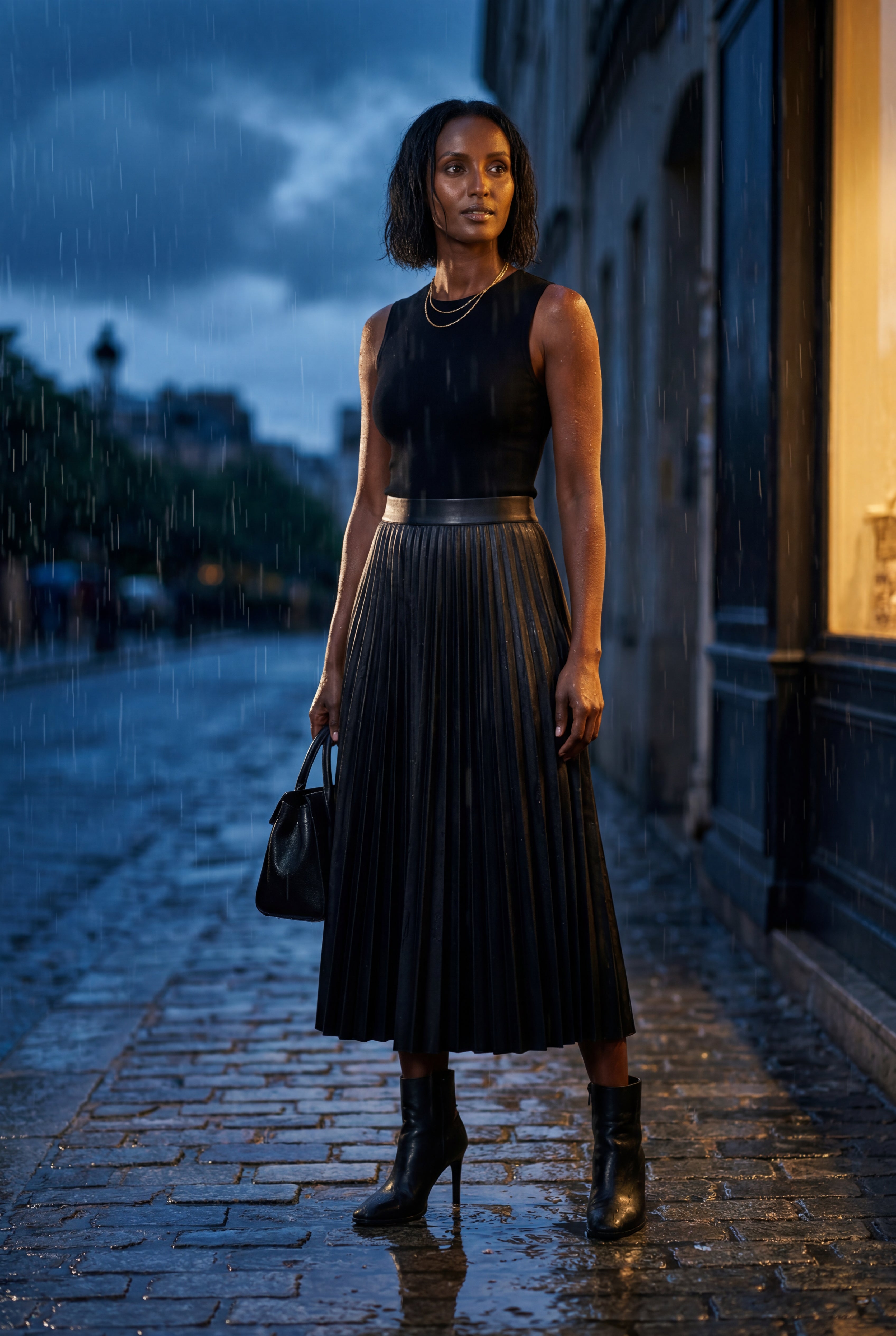 Alessia | High-waisted A-line Pleated Midi Skirt For Women