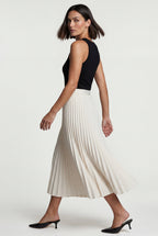 Alessia | High-waisted A-line Pleated Midi Skirt For Women