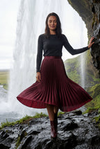Alessia | High-waisted A-line Pleated Midi Skirt For Women