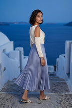 Alessia | High-waisted A-line Pleated Midi Skirt For Women