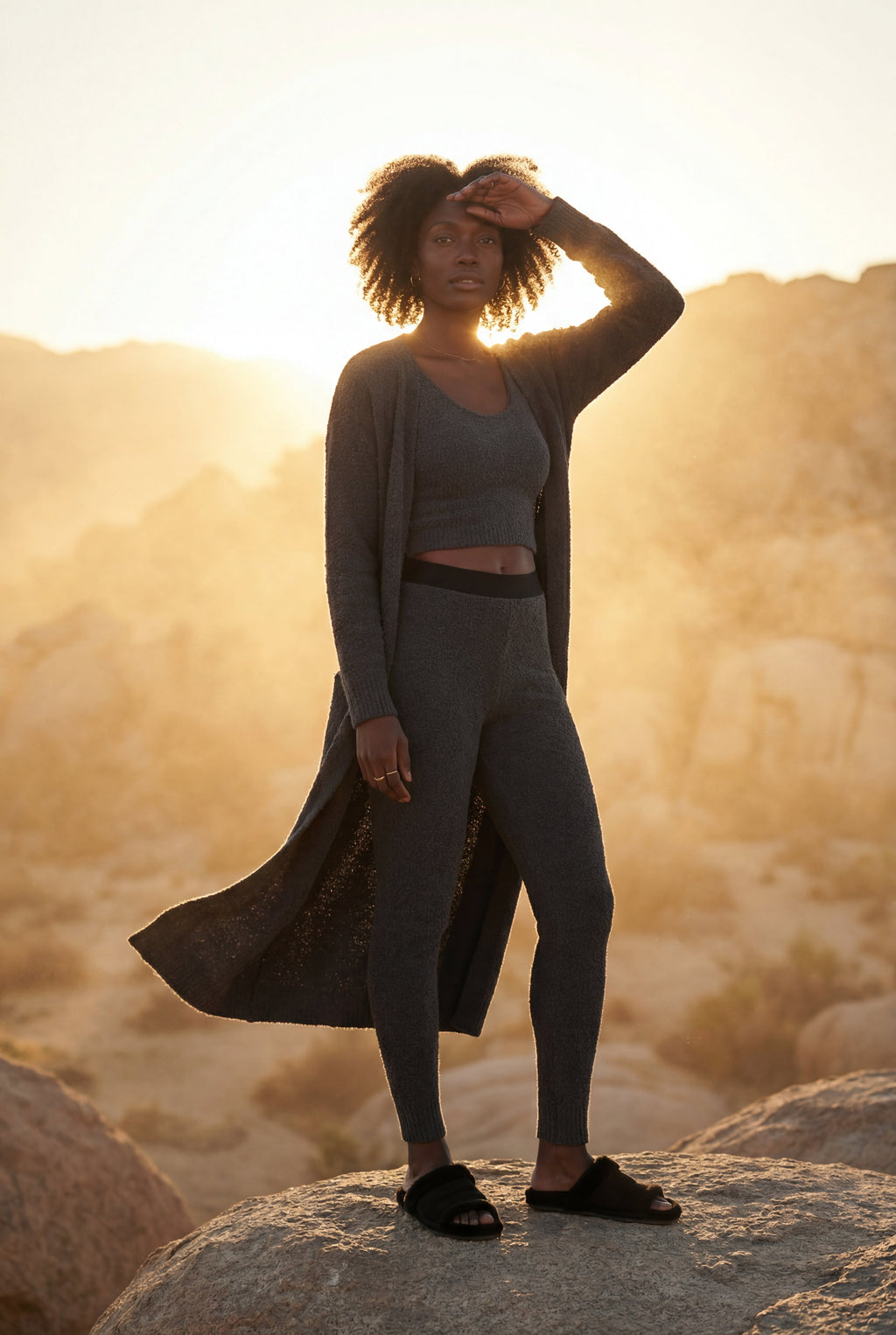 Lisa | Longline Cardigan 3-piece Ribbed Loungewear Set