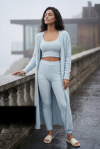Lisa | Longline Cardigan 3-piece Ribbed Loungewear Set