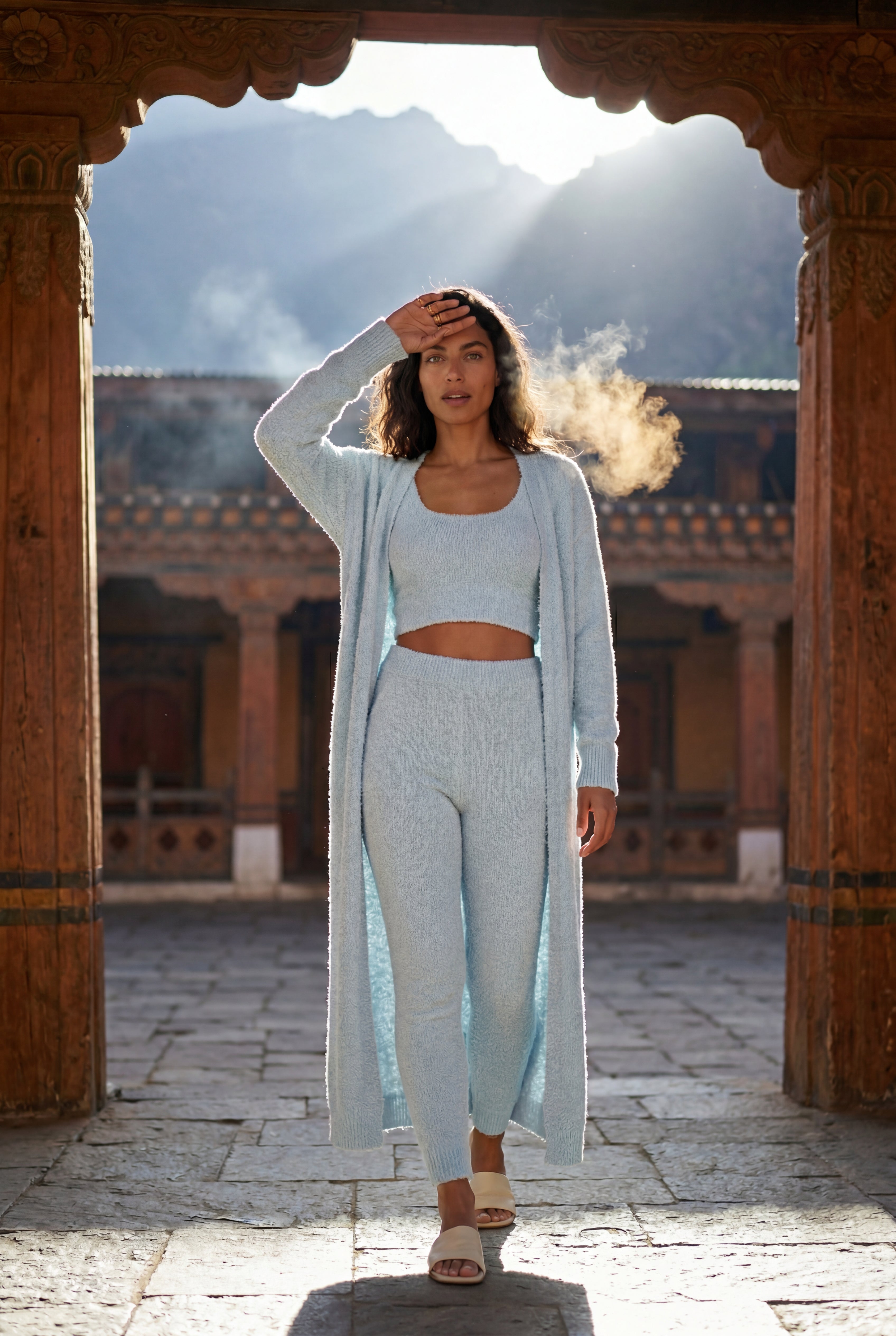 Lisa | Longline Cardigan 3-piece Ribbed Loungewear Set