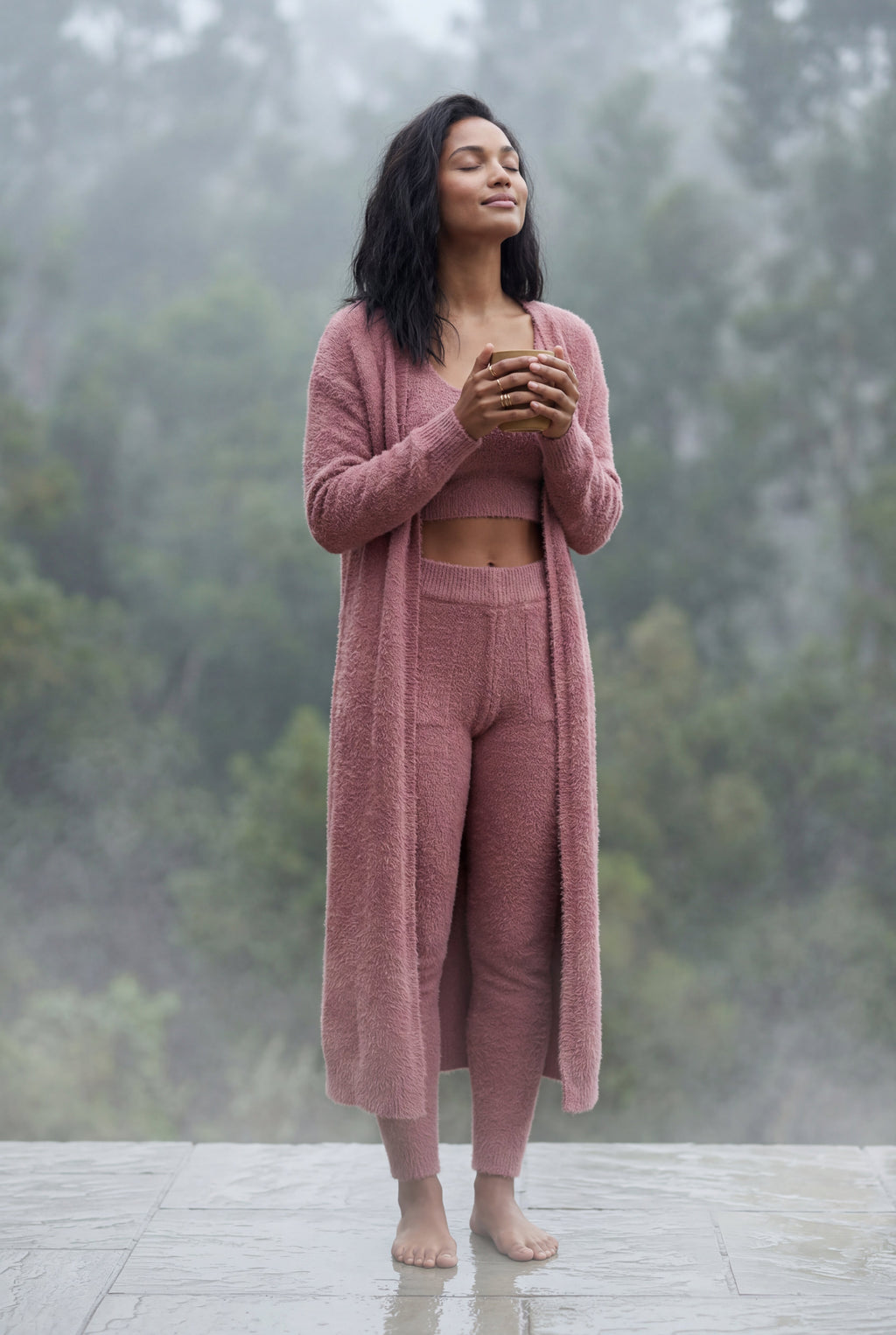 Lisa | Longline Cardigan 3-piece Ribbed Loungewear Set