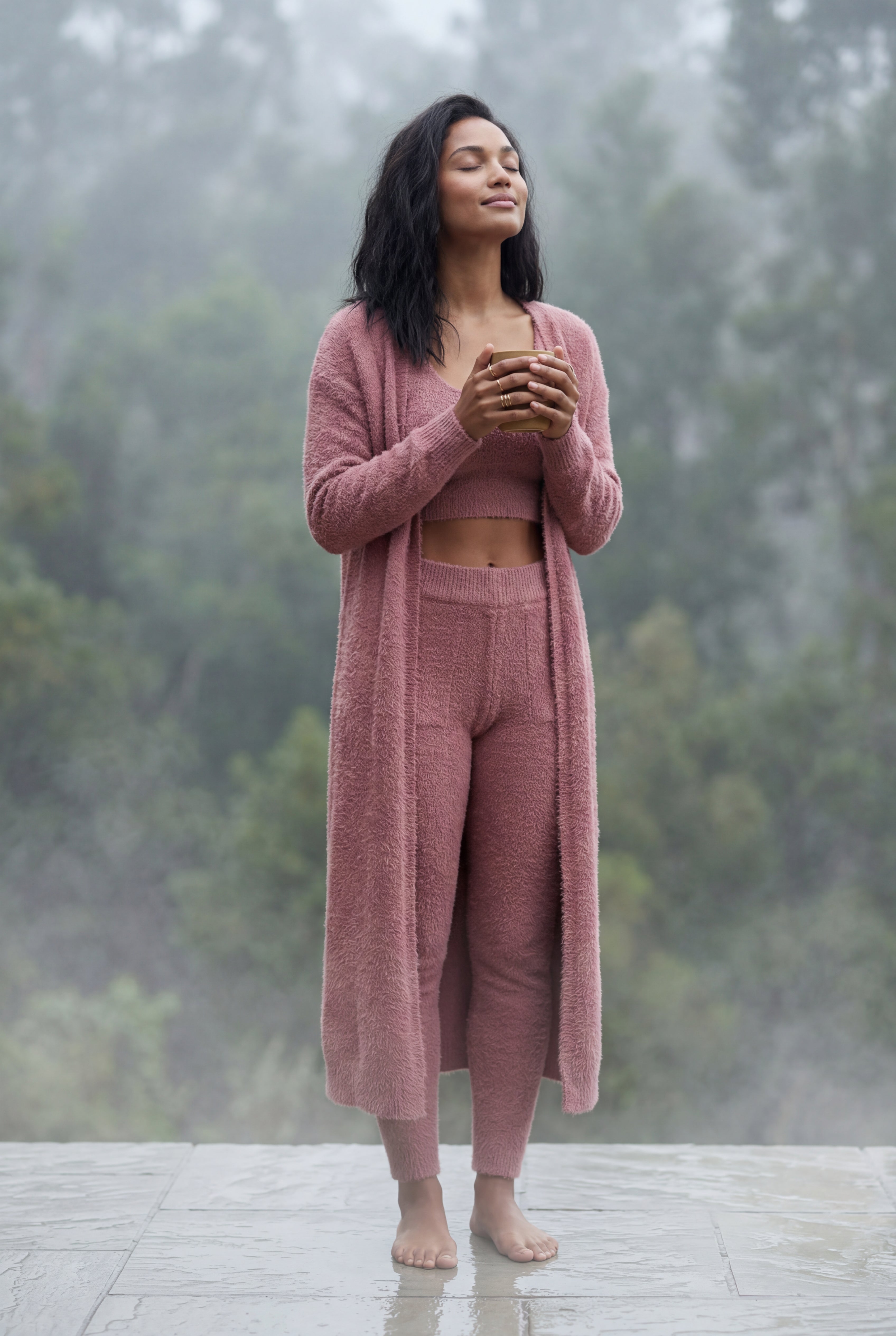 Lisa | Longline Cardigan 3-piece Ribbed Loungewear Set
