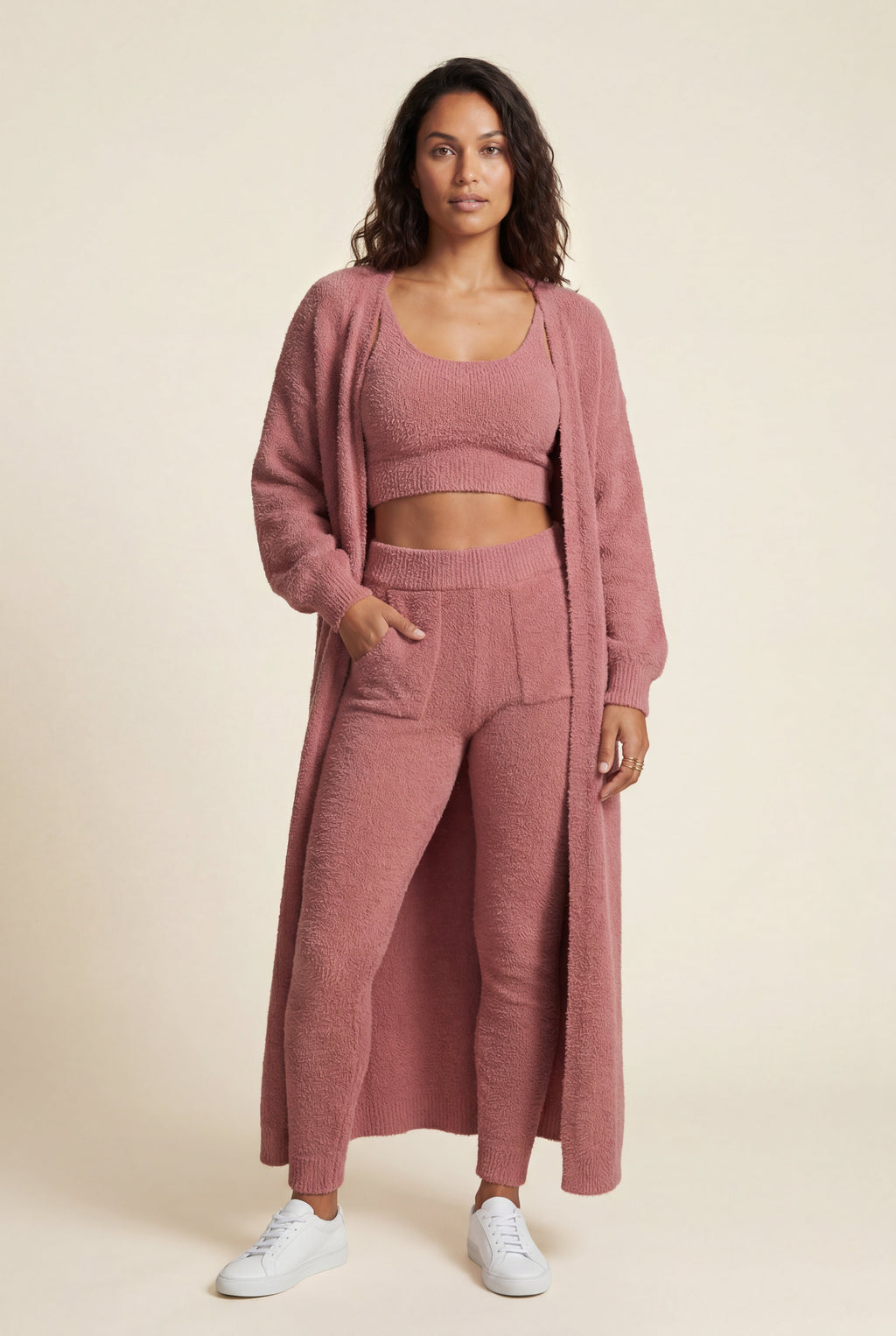 Lisa | Longline Cardigan 3-piece Ribbed Loungewear Set