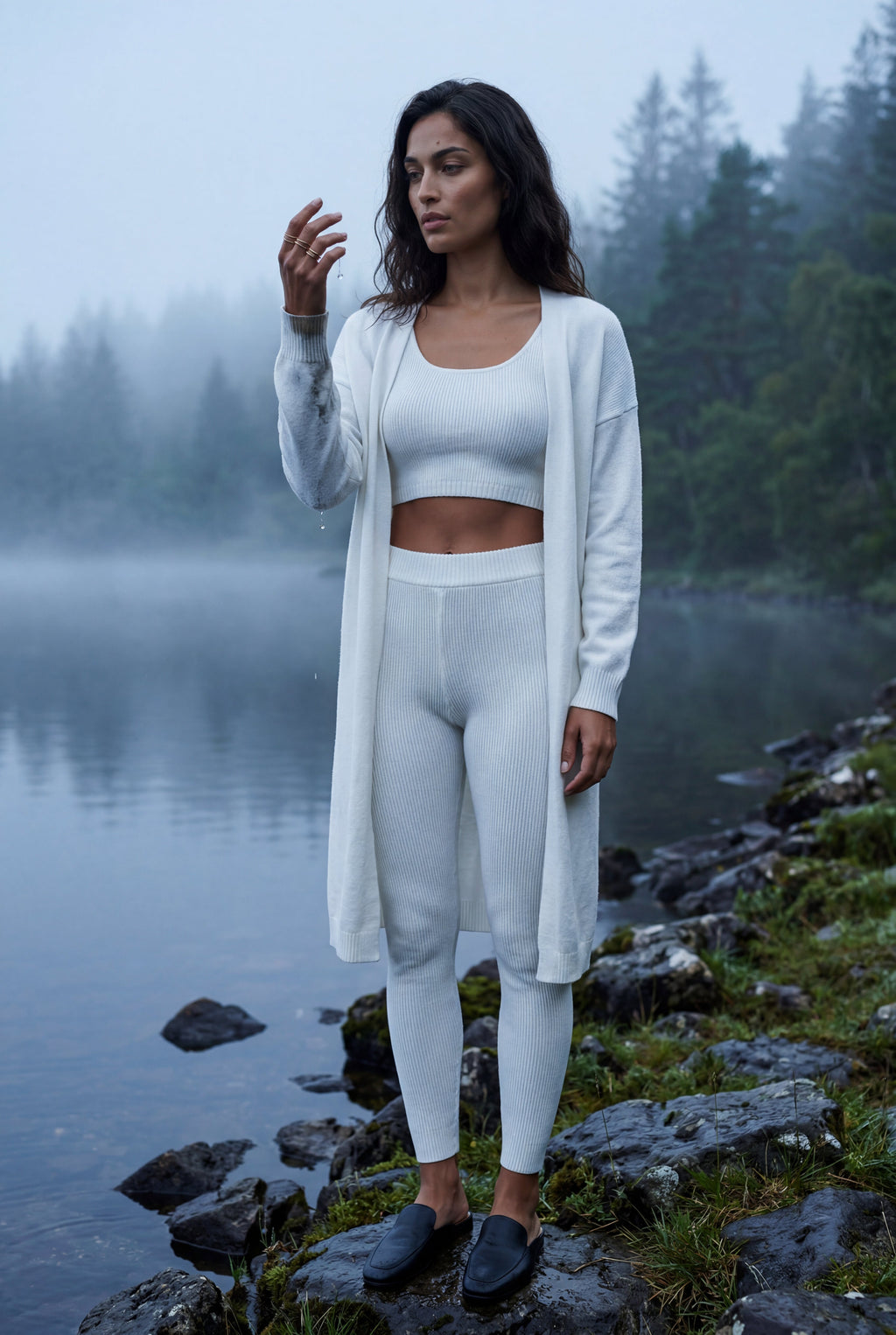 Lisa | Longline Cardigan 3-piece Ribbed Loungewear Set