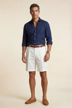 Elcevi | Pleated Front Tailored Above-Knee Shorts For Men