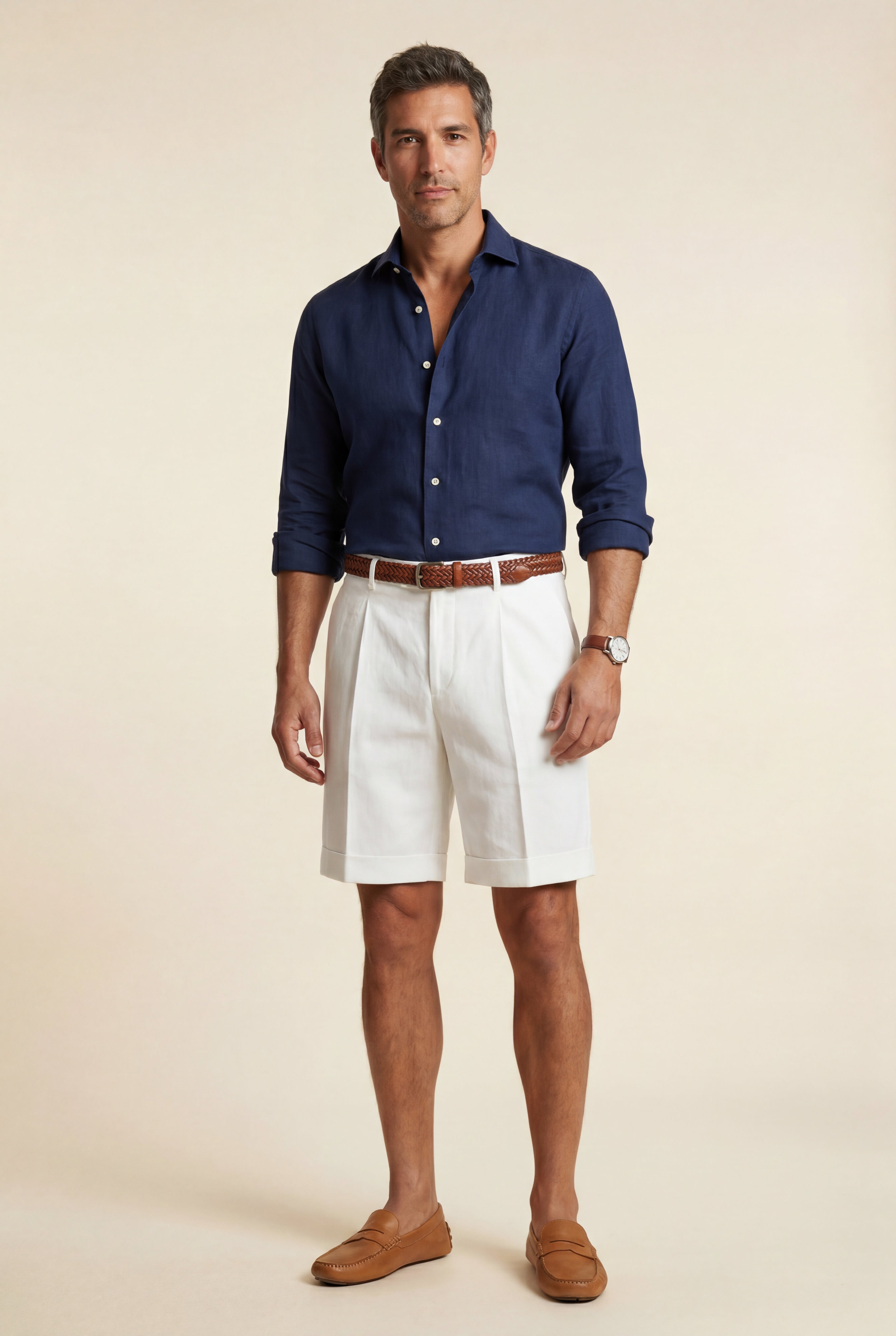 Gio | Men's Pleated Front Tailored Above-Knee Shorts