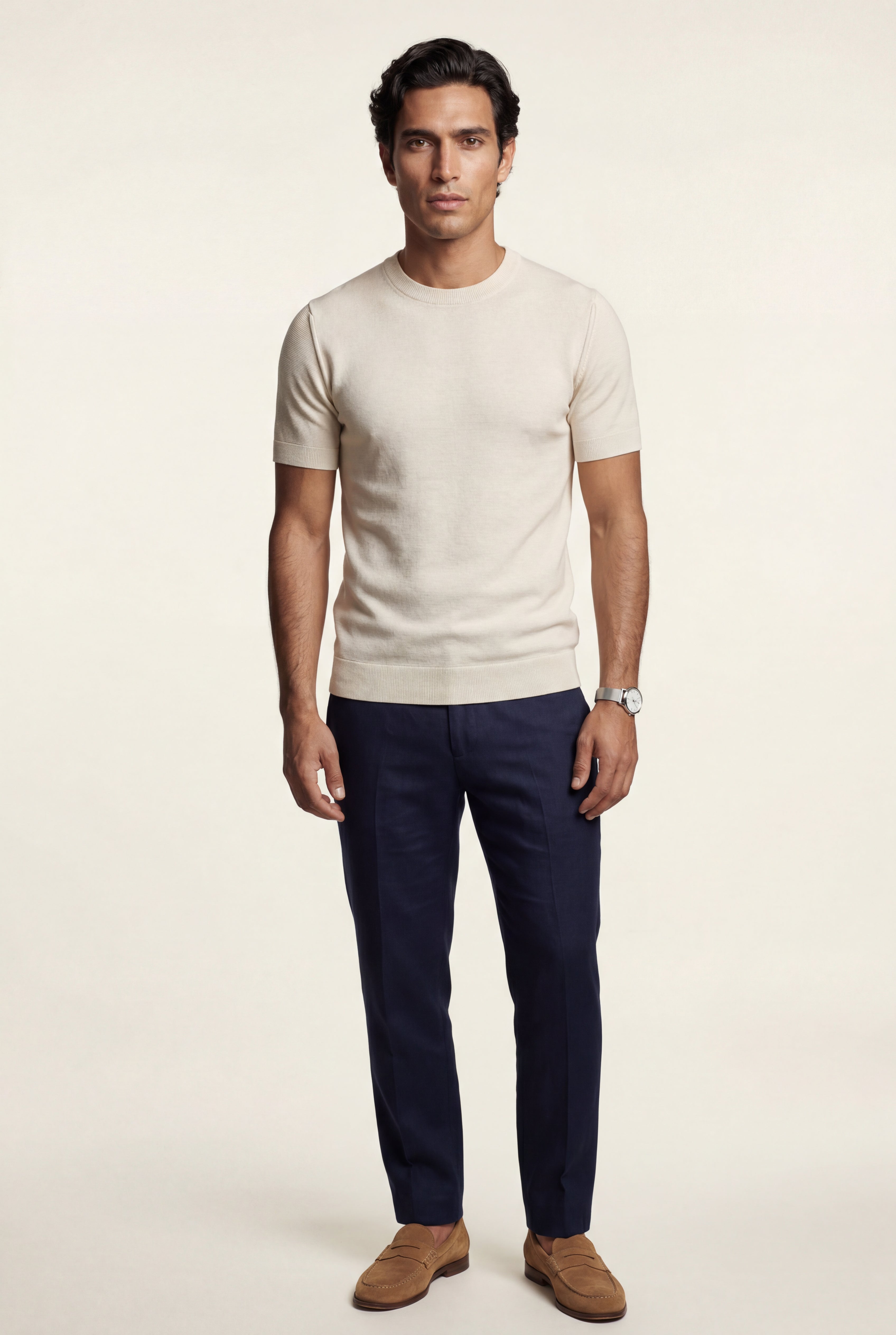Men's Slim Fit Knitted Short Sleeve T-Shirt | Liam
