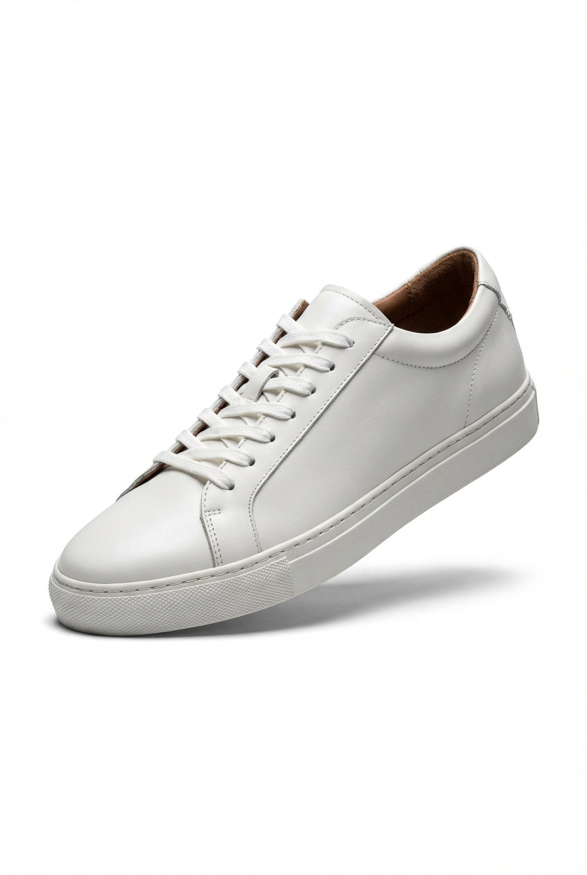Gio | Minimalist Low-top White Sneakers with Tan Lining