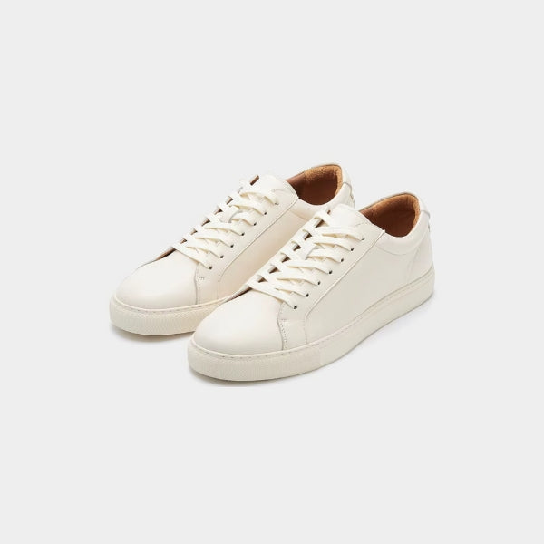 Gio | Minimalist Low-top White Sneakers with Tan Lining