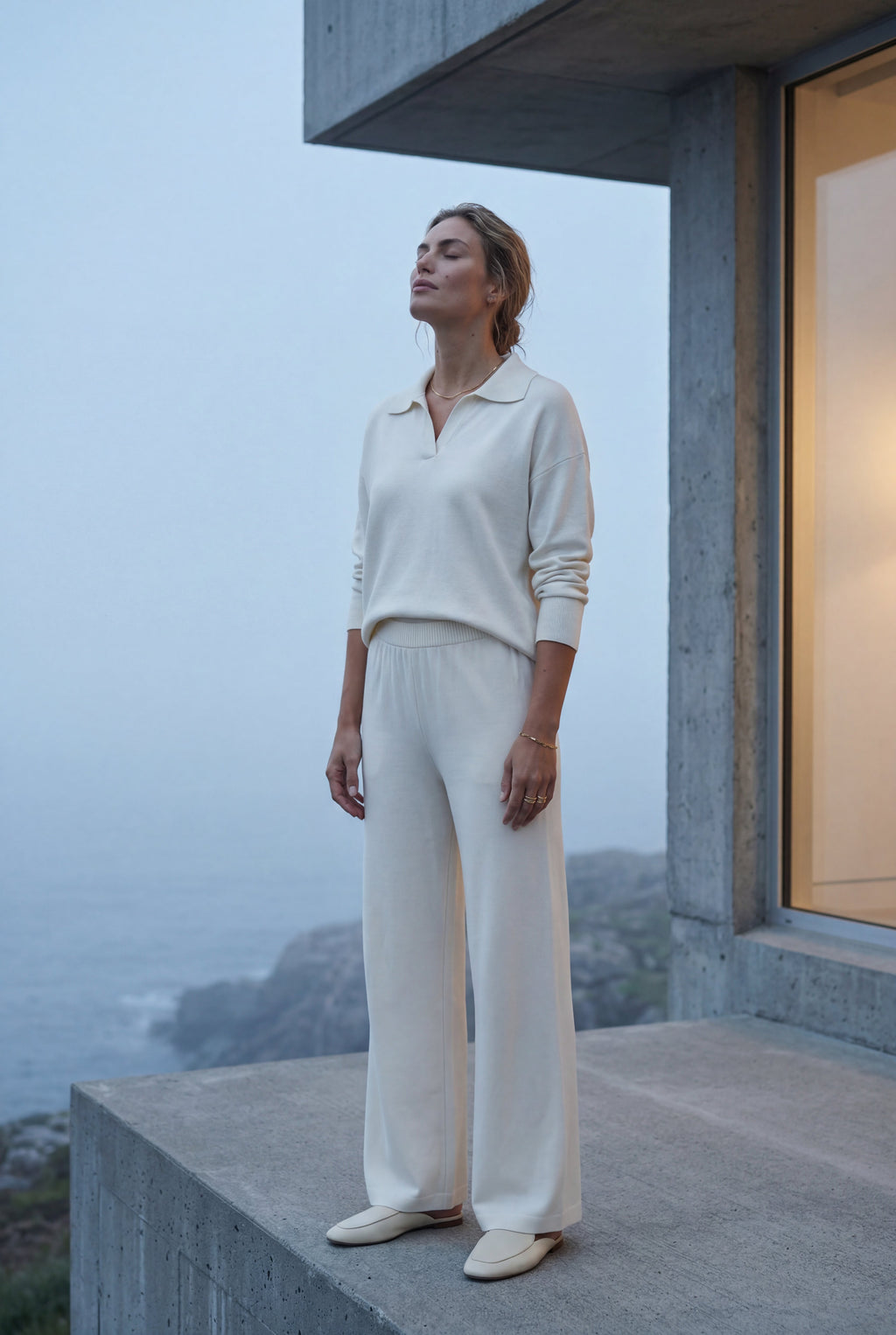 Lia | Oversized Collared Lounge Set with Wide-leg Trousers