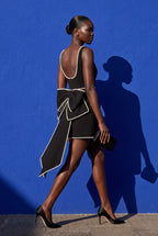 Elcevi | Pearl-trim Bow-back Fitted Mini Dress For Women