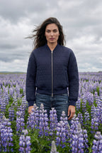 Quilted Bomber Jacket with Ribbed Trim | Senna