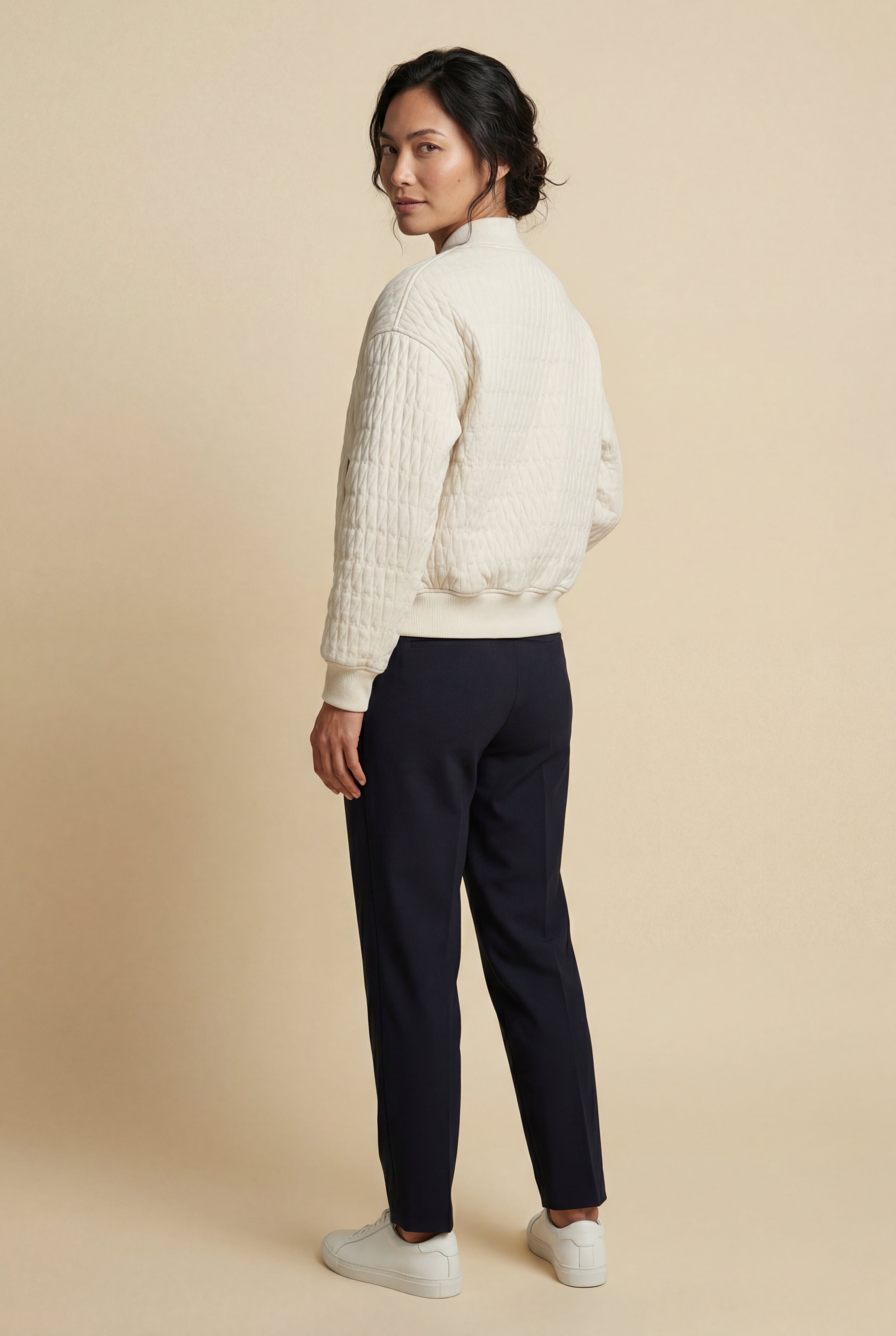 Quilted Bomber Jacket with Ribbed Trim | Senna