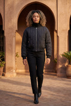 Quilted Bomber Jacket with Ribbed Trim | Senna