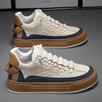 Gio | Quilted Streetwear Low-top Sneakers with Bold Ribbed Sole