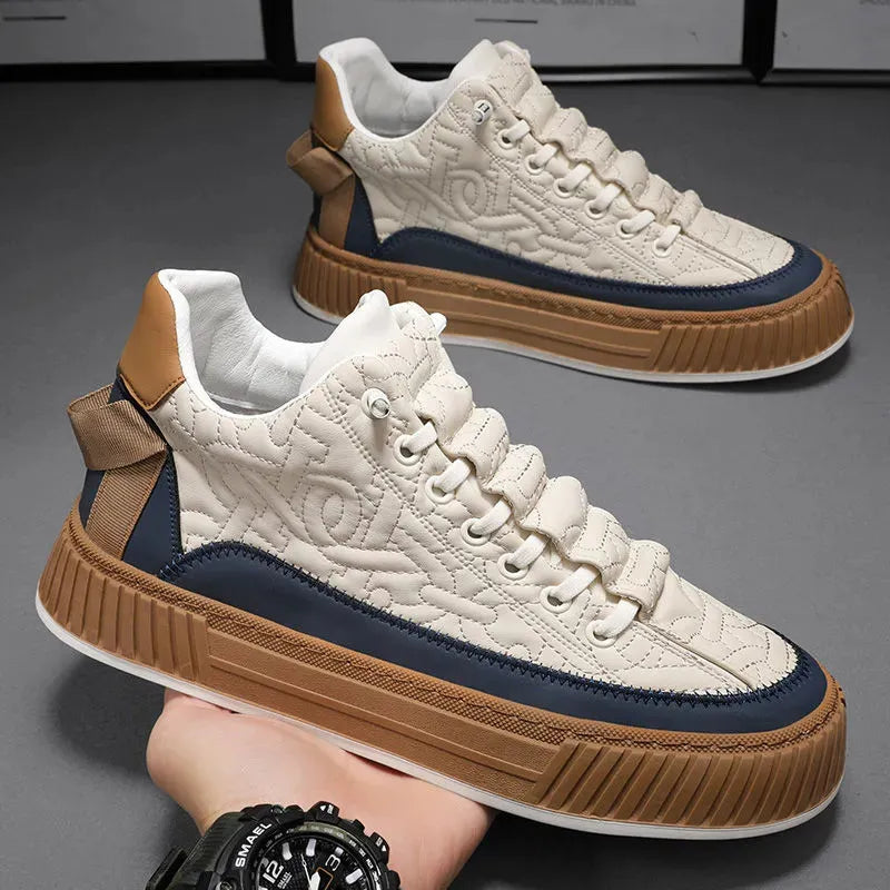 Gio | Quilted Streetwear Low-top Sneakers with Bold Ribbed Sole