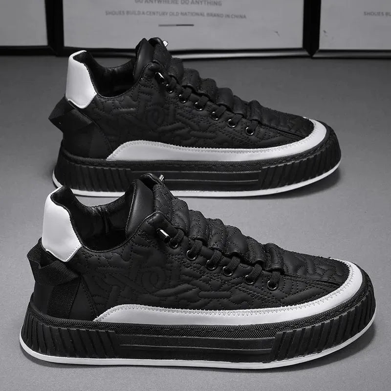 Gio | Quilted Streetwear Low-top Sneakers with Bold Ribbed Sole
