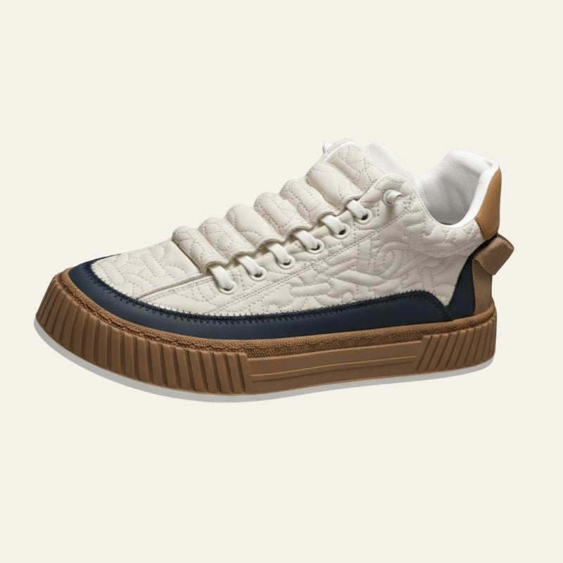 Gio | Quilted Streetwear Low-top Sneakers with Bold Ribbed Sole