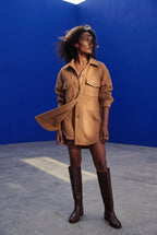 Relaxed Button-front Utility Jacket with Flap Pockets | Senna