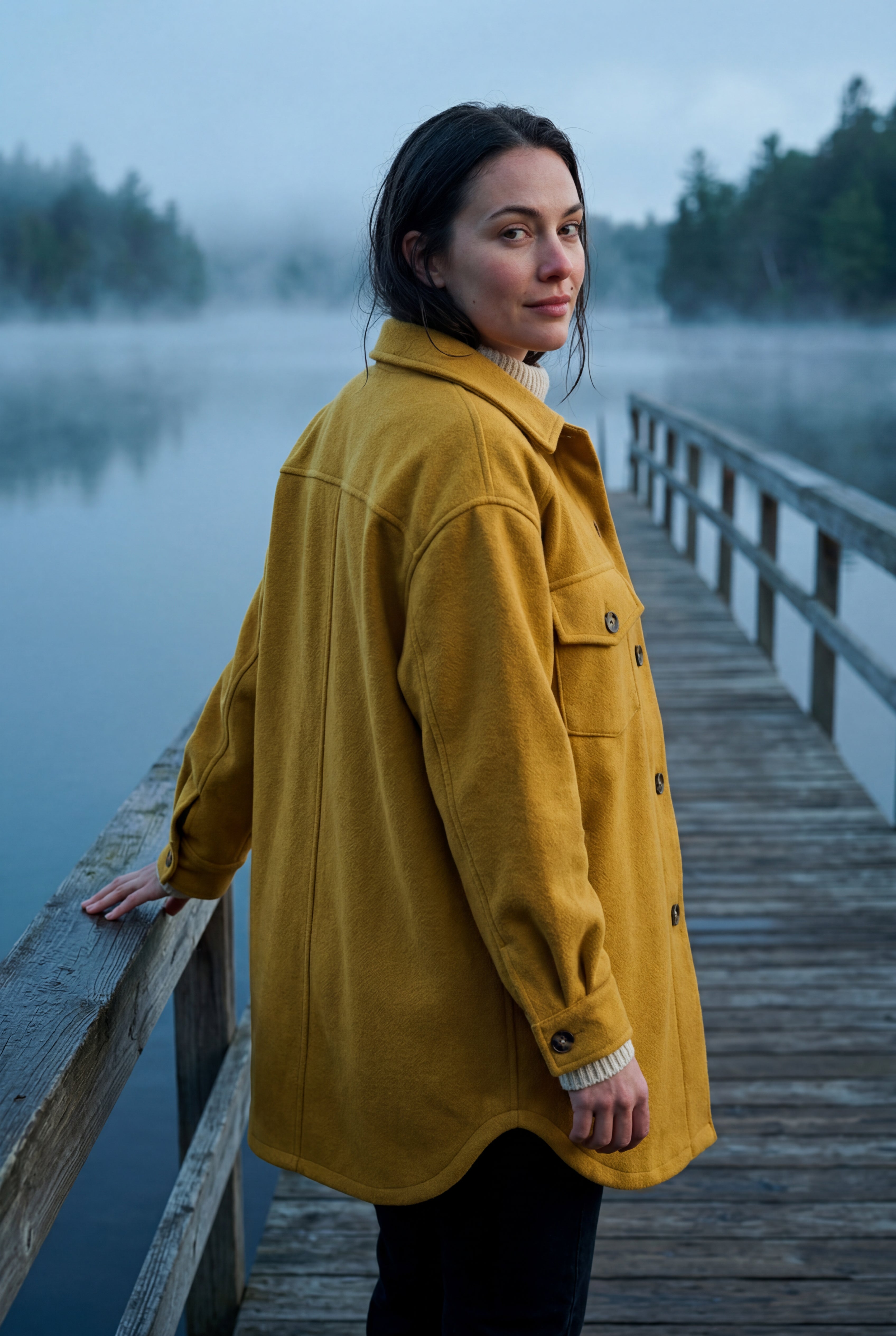 Relaxed Button-front Utility Jacket with Flap Pockets | Senna