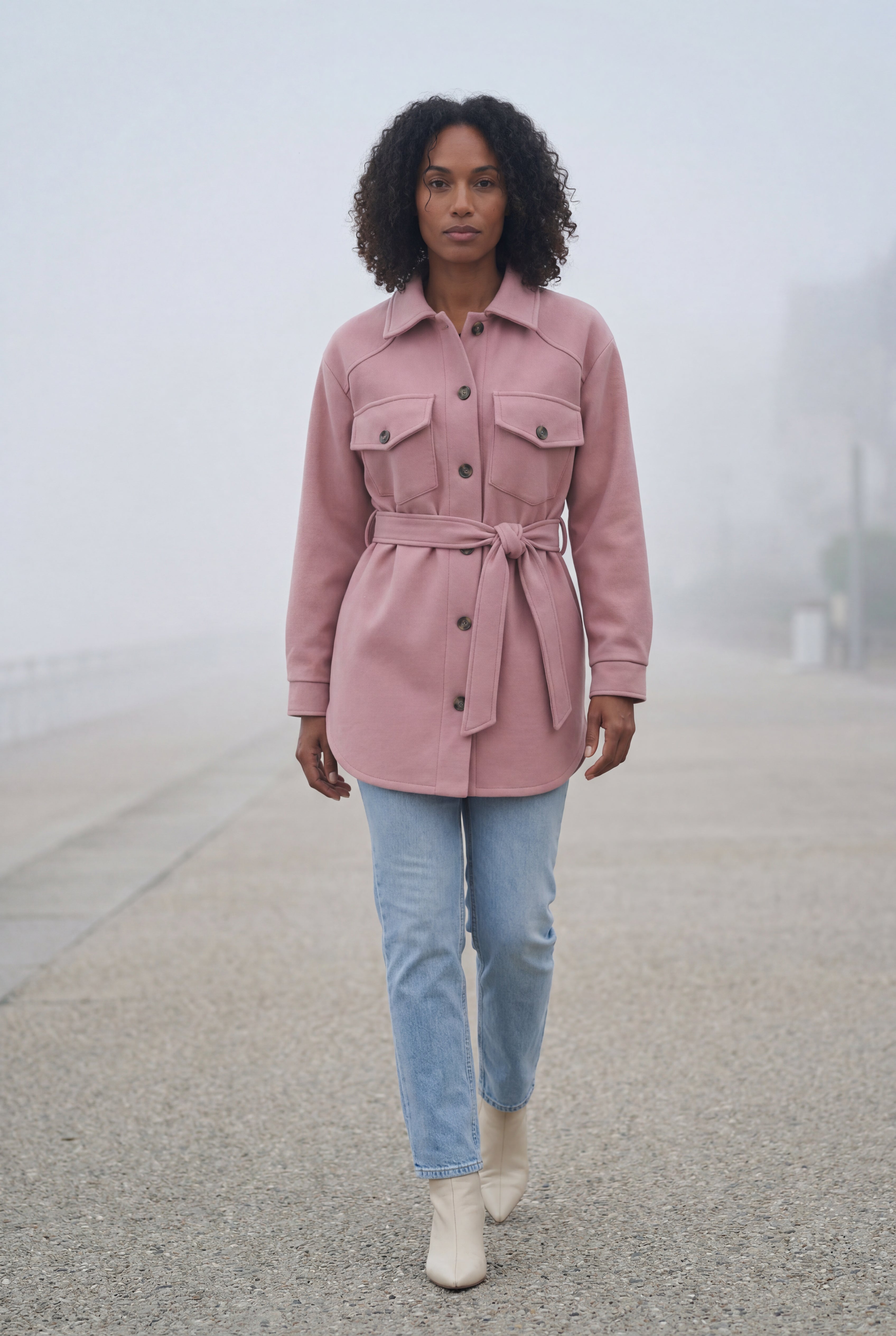 Relaxed Button-front Utility Jacket with Flap Pockets | Senna