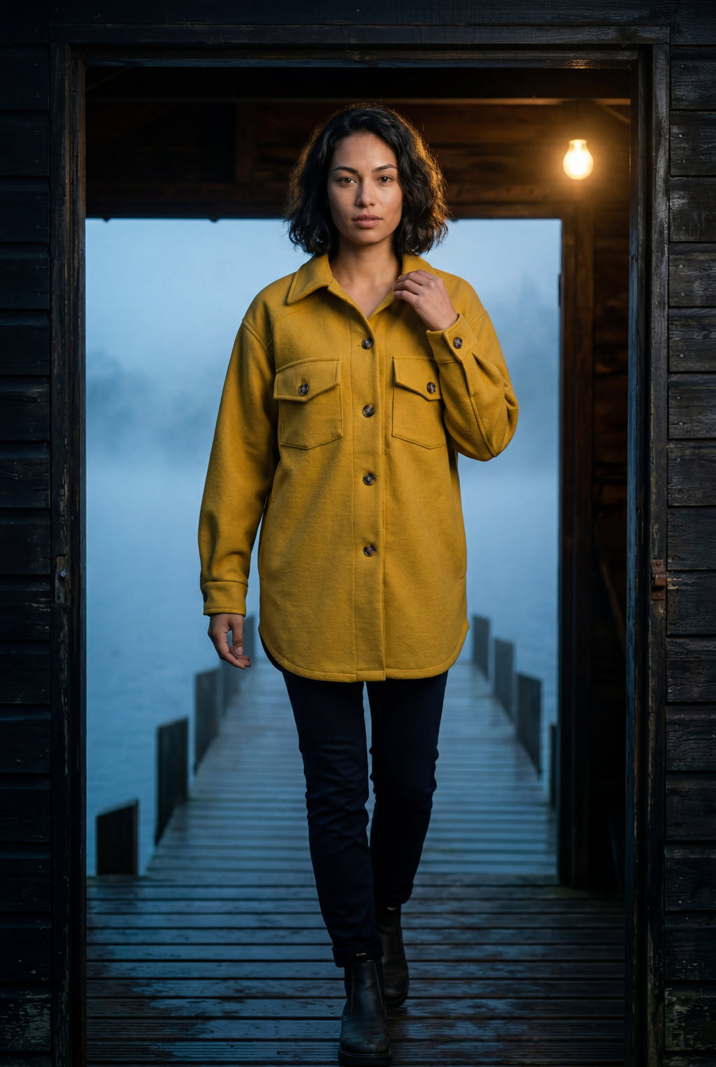 Relaxed Button-front Utility Jacket with Flap Pockets | Senna