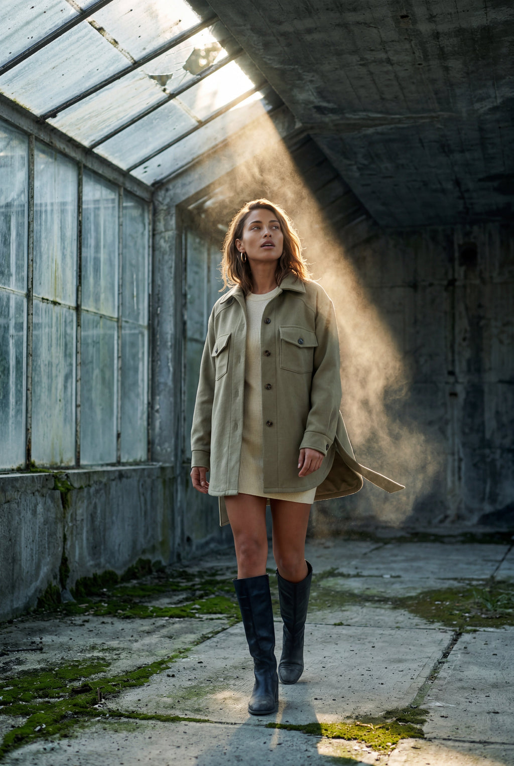 Relaxed Button-front Utility Jacket with Flap Pockets | Senna