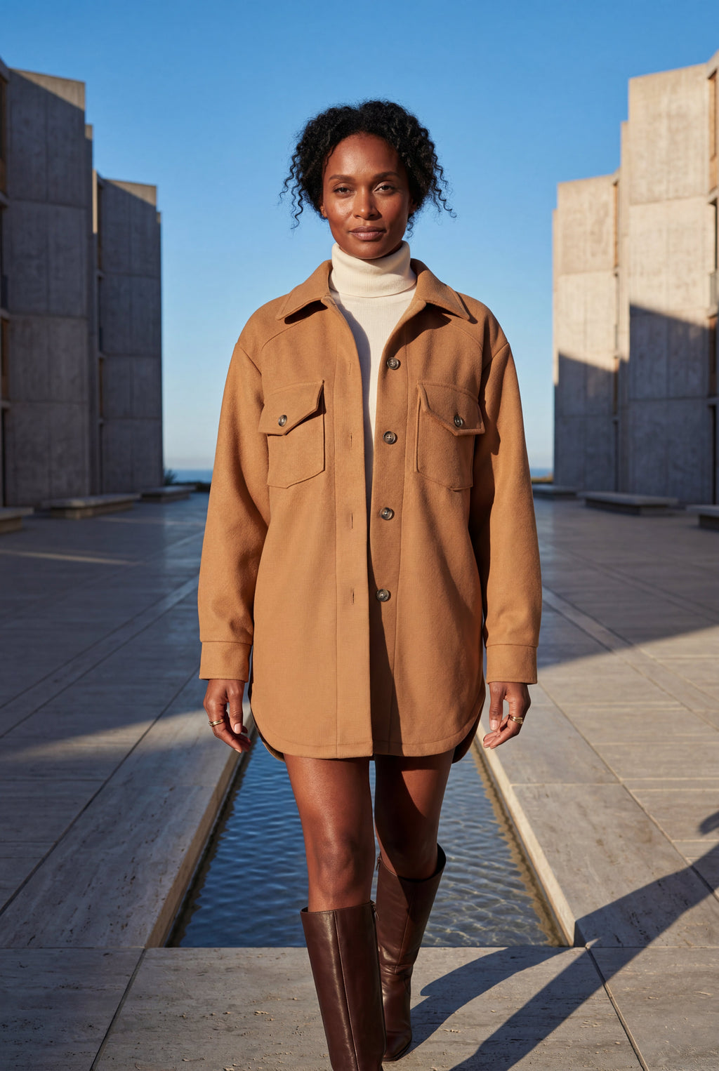 Relaxed Button-front Utility Jacket with Flap Pockets | Senna