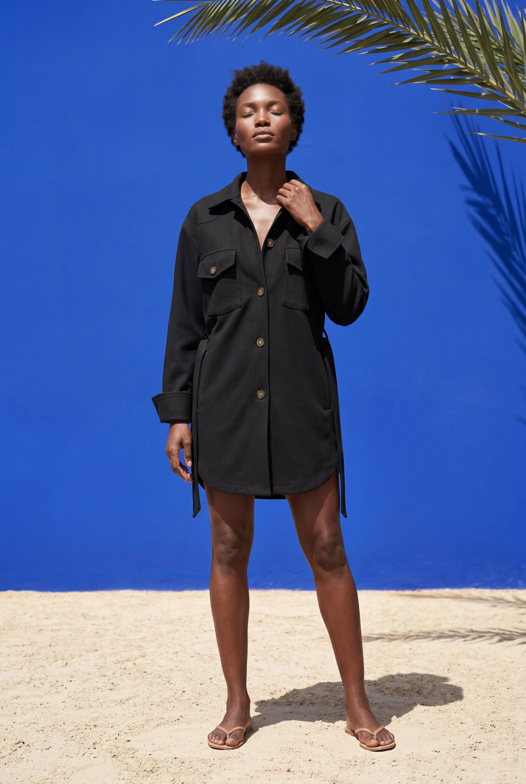 Relaxed Button-front Utility Jacket with Flap Pockets | Senna