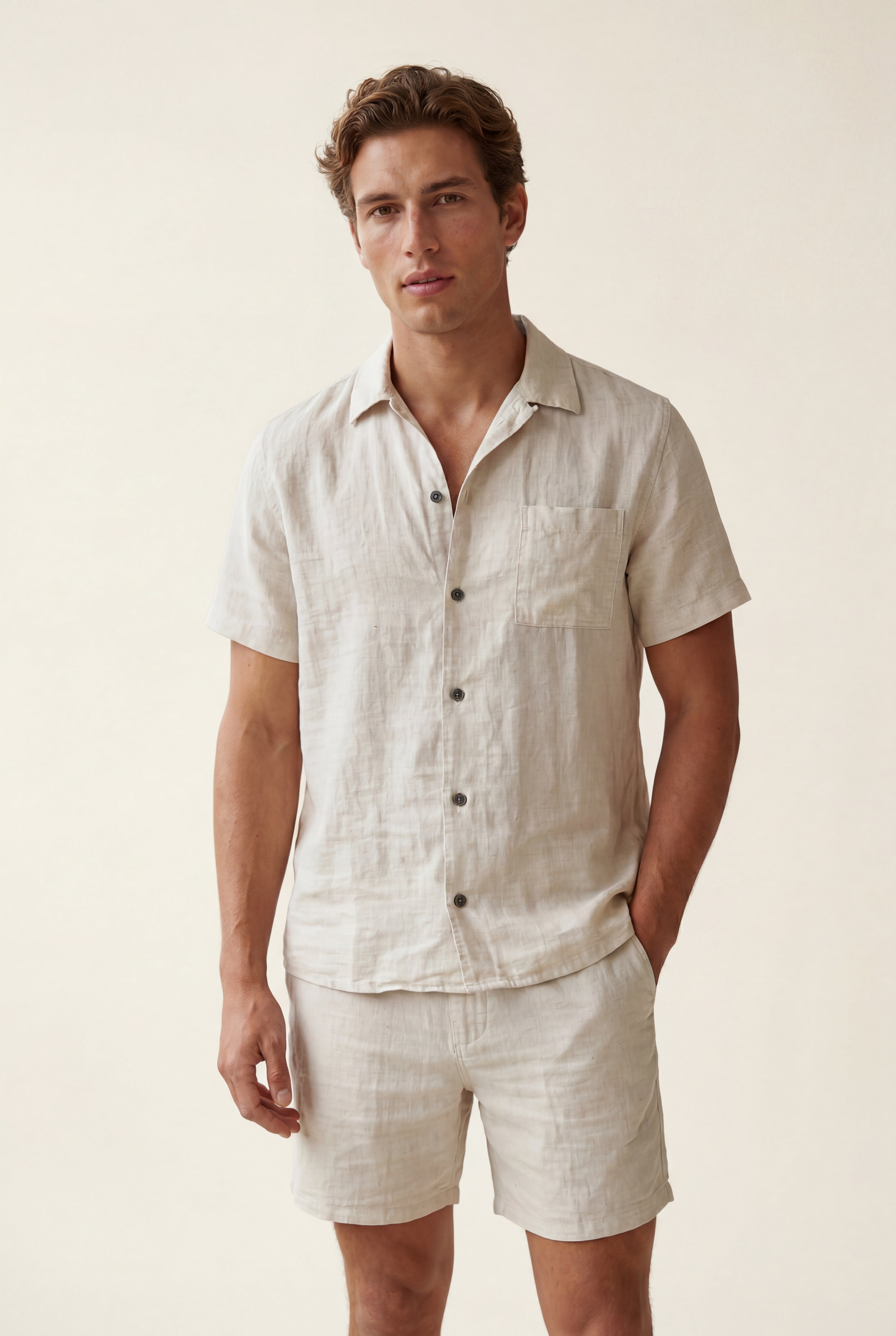 Liam | Relaxed Short Sleeve Shirt and Drawstring Shorts Set