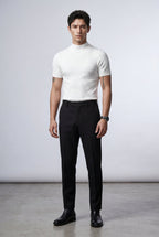 Ribbed Mock Neck Short Sleeve Sweater Shirt | James