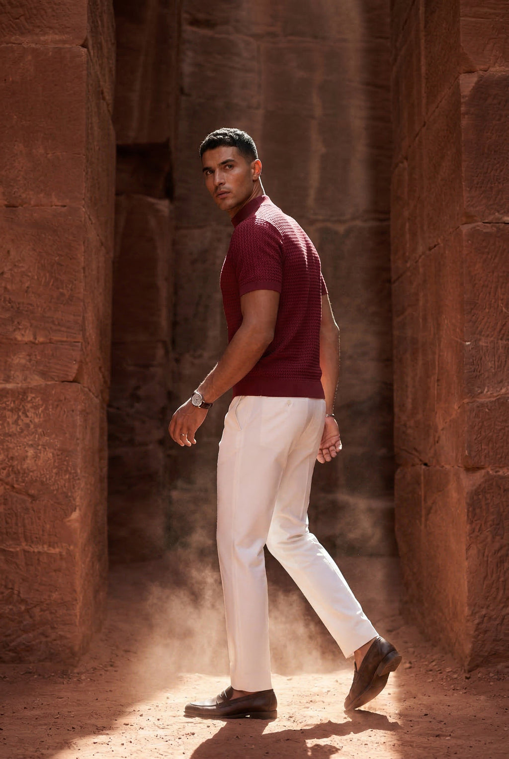 Ribbed Mock Neck Short Sleeve Sweater Shirt | James