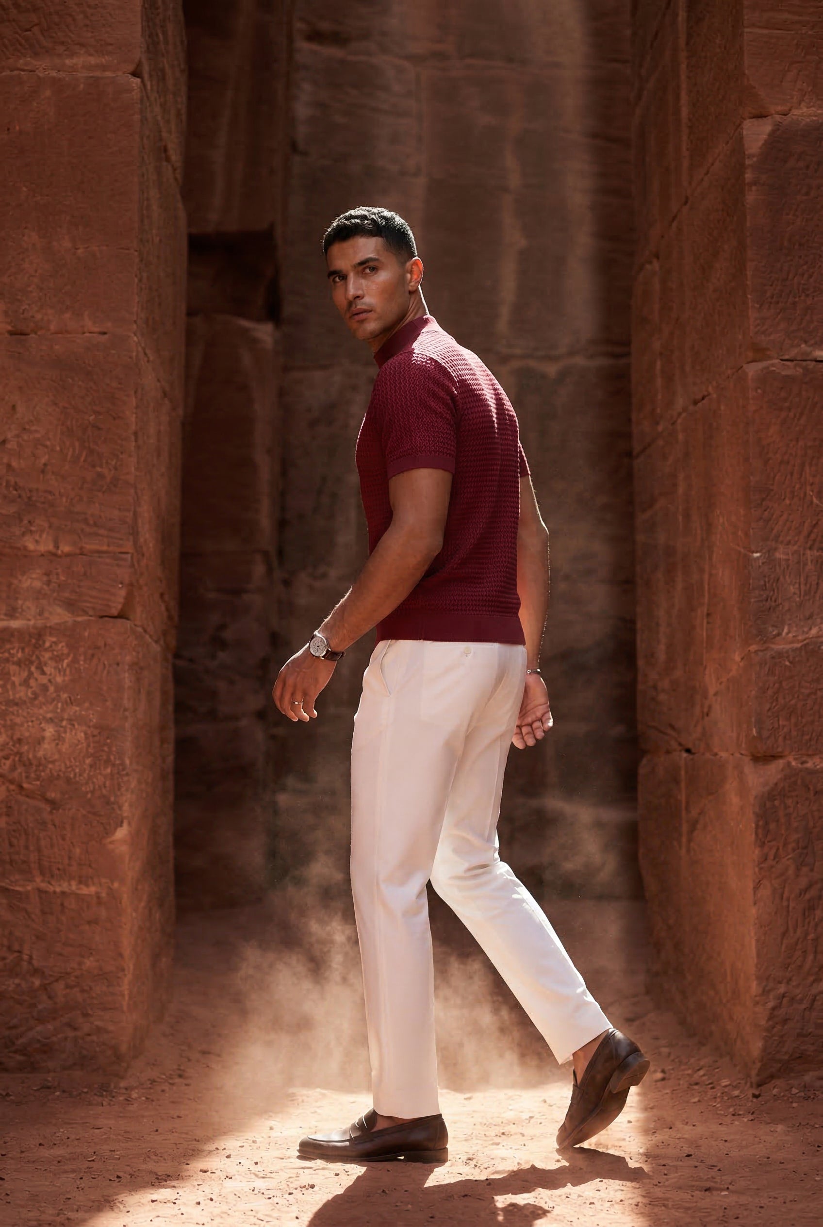 Ribbed Mock Neck Short Sleeve Sweater Shirt | James