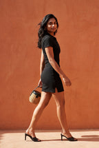 Alyssa | Ribbed Polo Button-placket Bodycon Mini Dress For Women