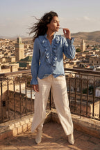 Lisa | Ruffled Pleated Blouse with Fluted Cuffs
