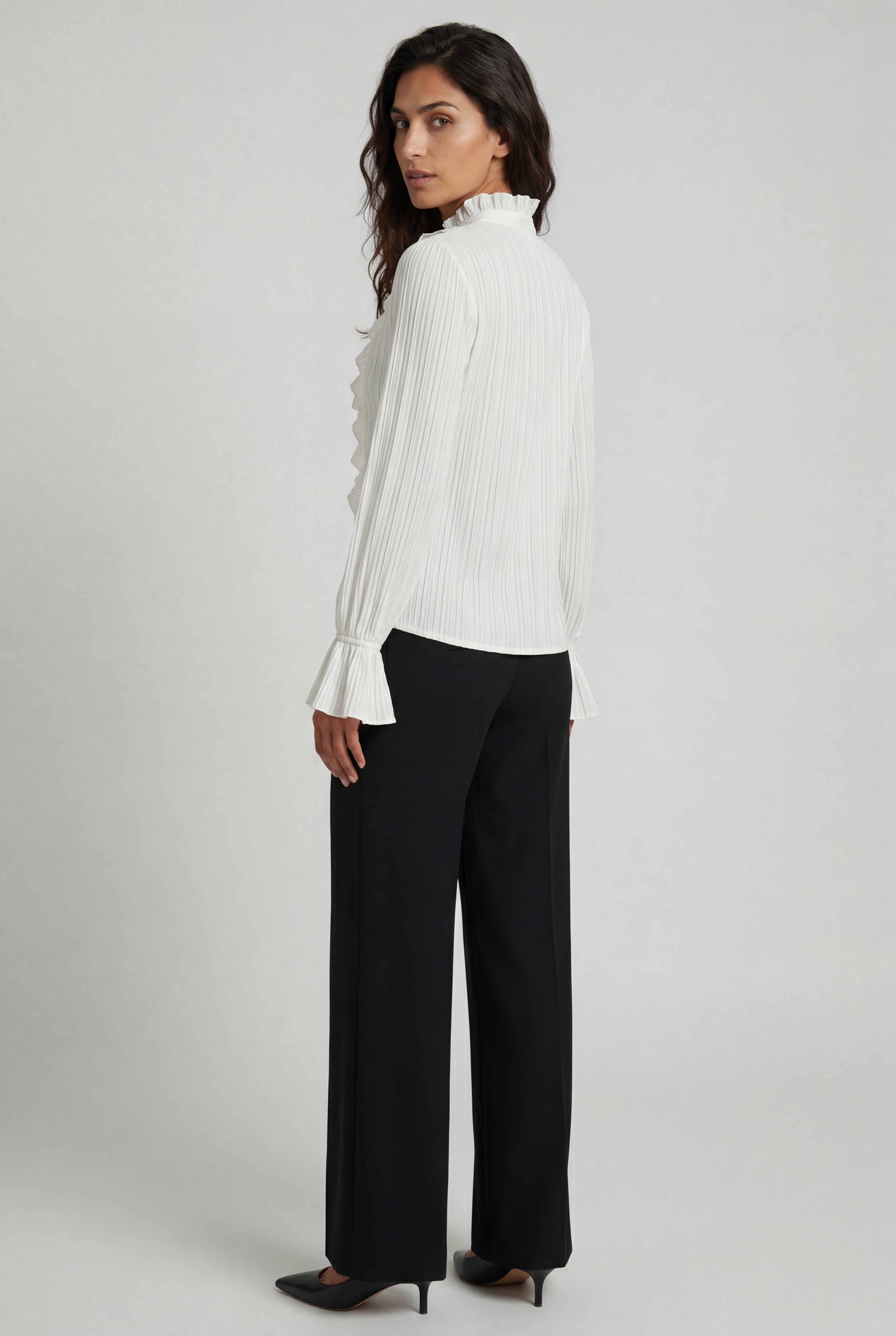 Lisa | Ruffled Pleated Blouse with Fluted Cuffs