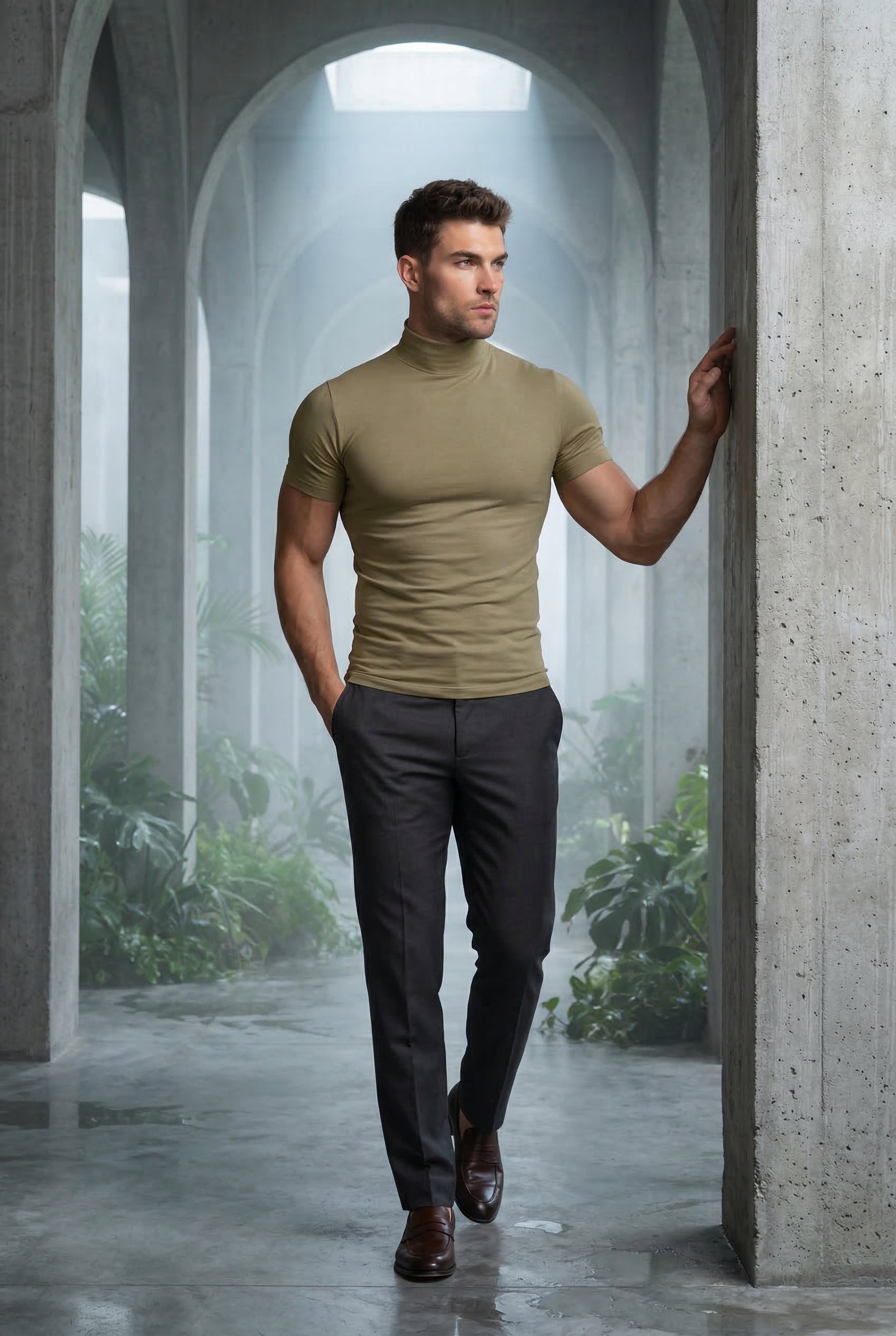 Kian | Slim Fit Short Sleeve Turtleneck Shirt
