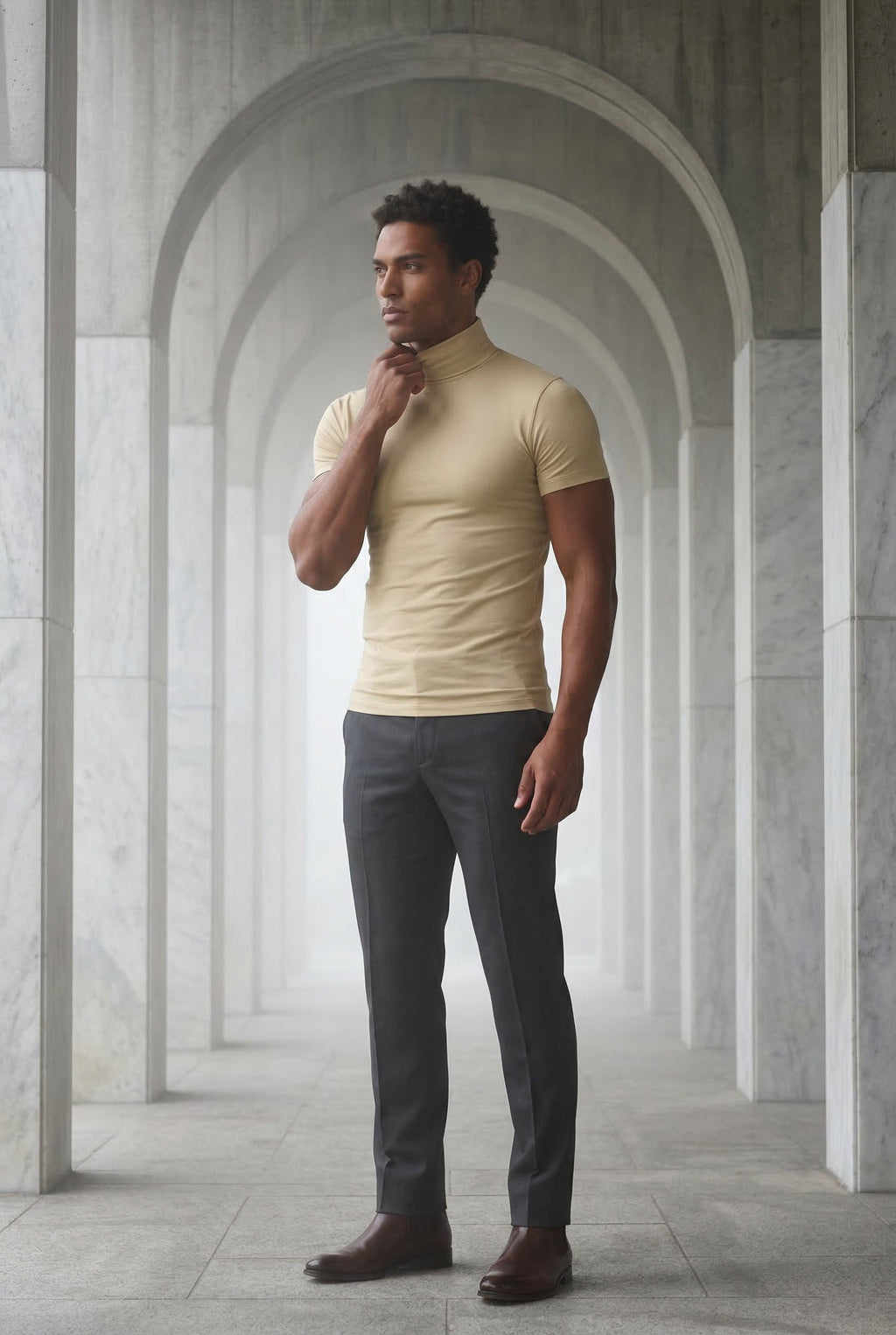 Kian | Slim Fit Short Sleeve Turtleneck Shirt