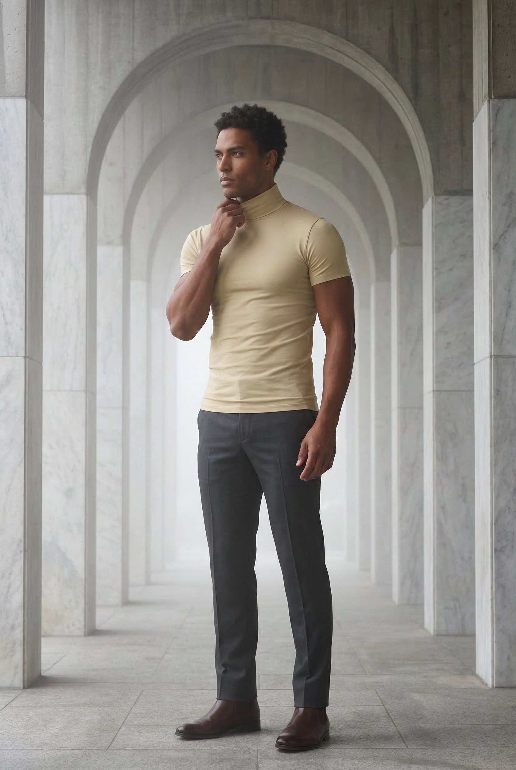 Kian | Slim Fit Short Sleeve Turtleneck Shirt