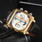 Liam | Square Dial Chronograph Watch with Racing Stripe Detail