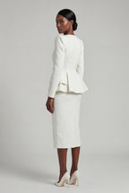 Structured Peplum Skirt Suit with Square Neckline | Elcevi