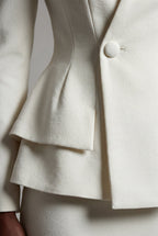 Structured Peplum Skirt Suit with Square Neckline | Elcevi