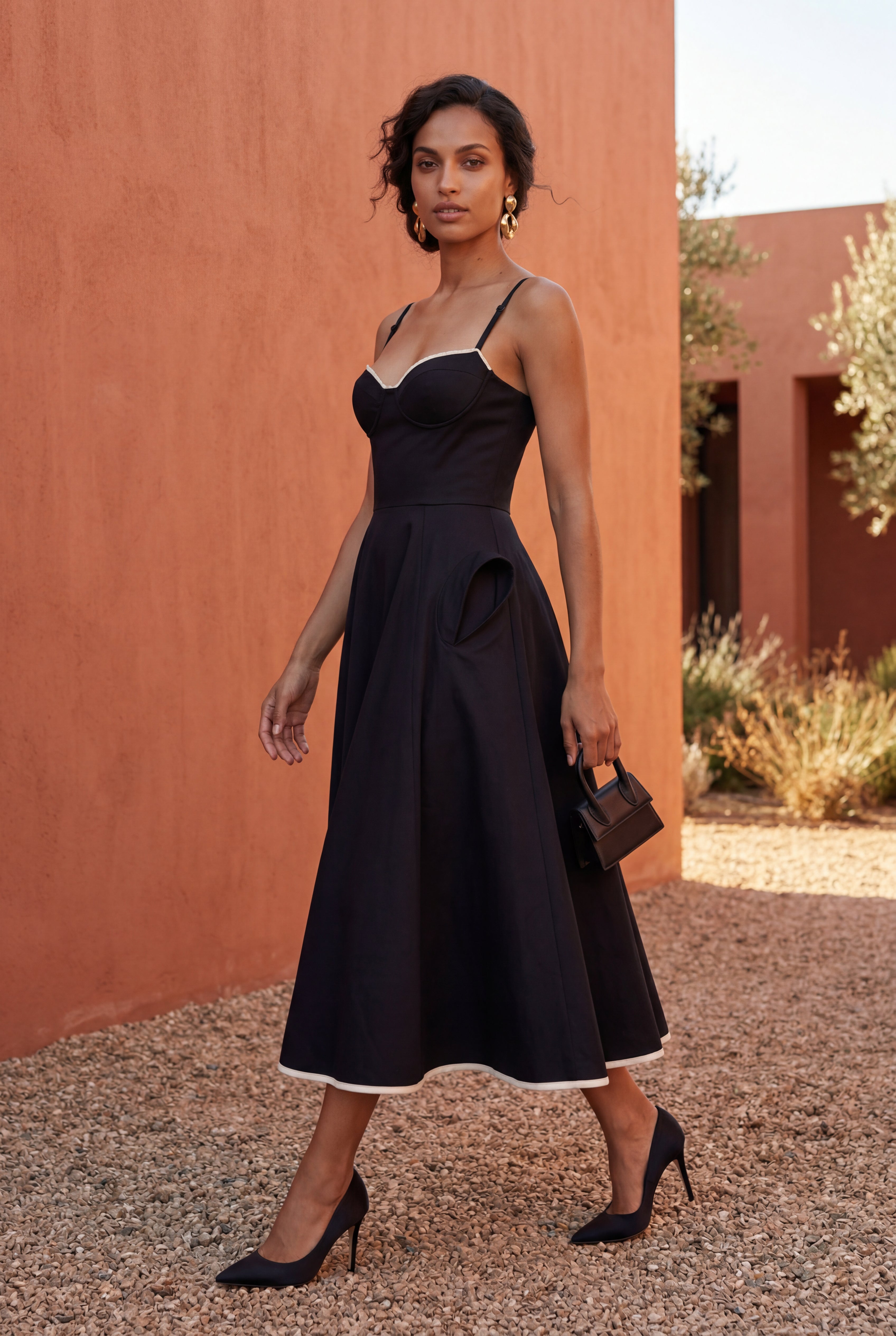 Alyssa | Sweetheart Neckline Fit and Flare Midi Cocktail Dress For Women
