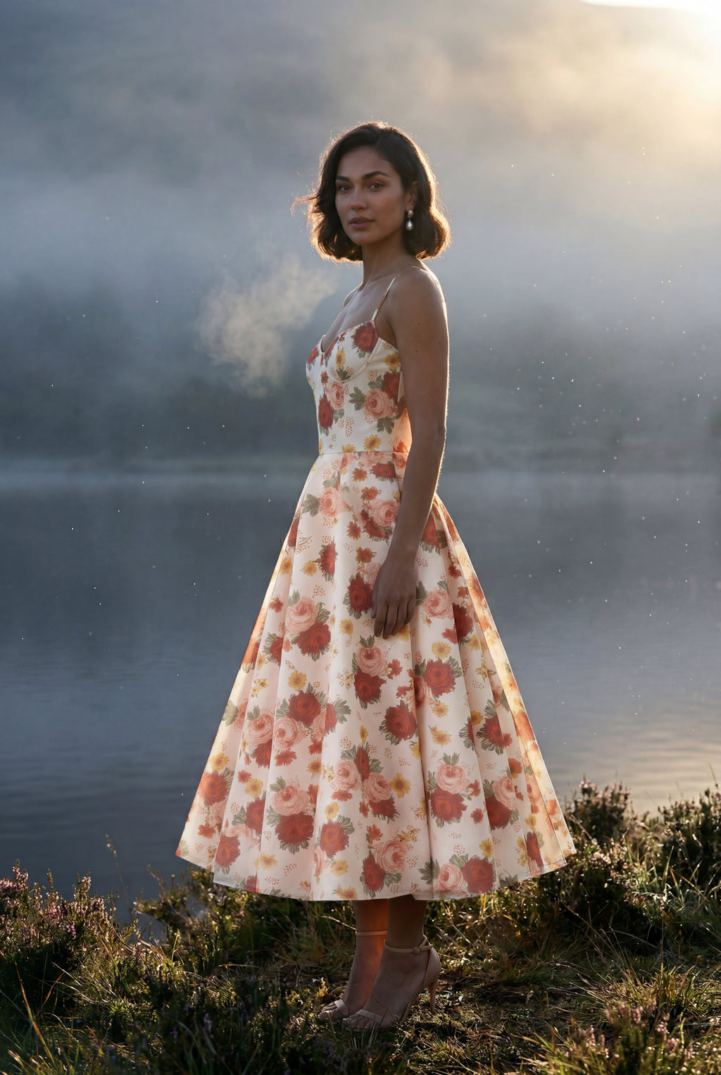 Alyssa | Sweetheart Neckline Fit and Flare Midi Cocktail Dress For Women